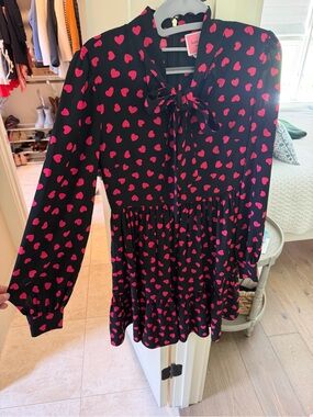 kate spade Black Mini Dress with Hot Pink Heart Print